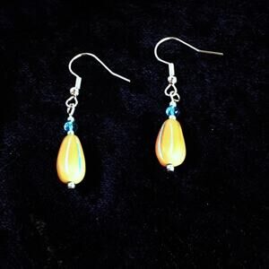 Czech Glass Drop Earrings Hand Made